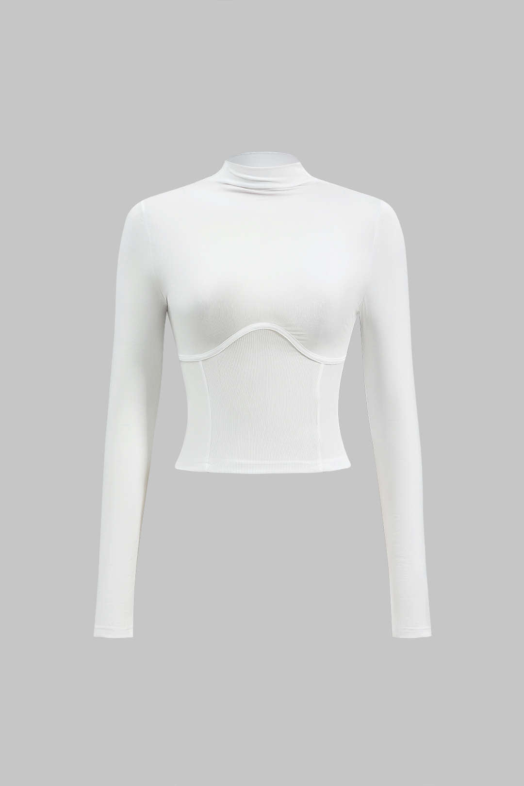 Solid Bustier Long Sleeve Top