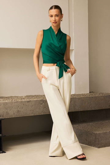 Satin Crossed Tank Top