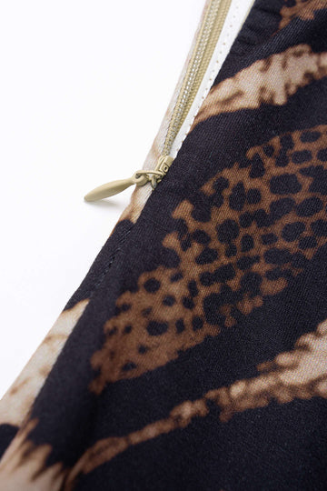 Leopard Print Mock Neck Tie Back Corset Sleeveless Maxi Dress