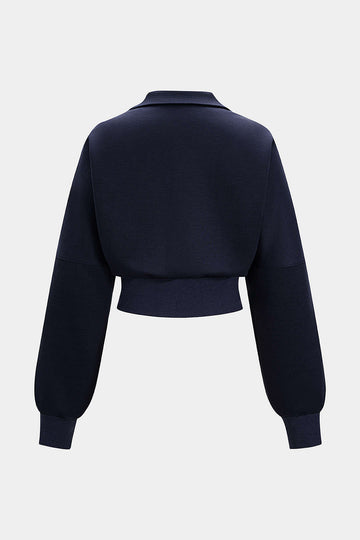 Contrast Stripes Zipper Cropped Jacket