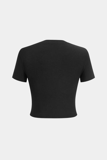 Brevprint kortærmet rund hals t-shirt