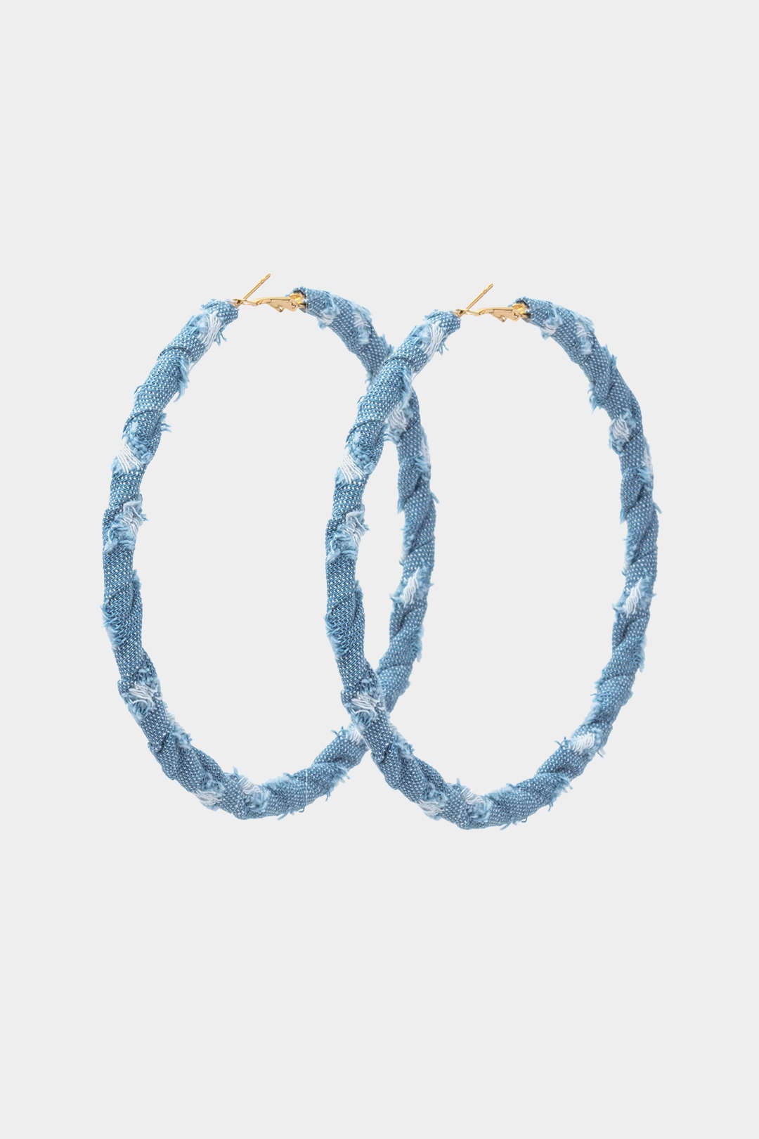 Distressed Denim Hoop Earrings