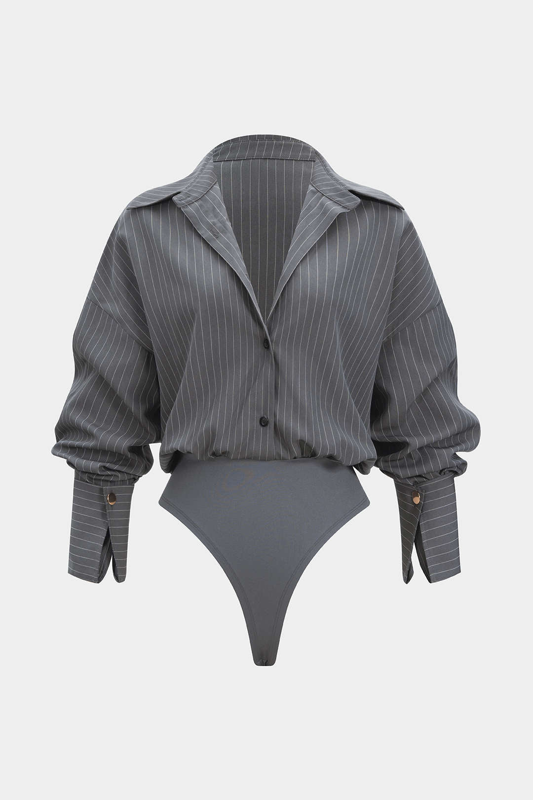 Stripes Print Button Long Sleeve Bodysuit