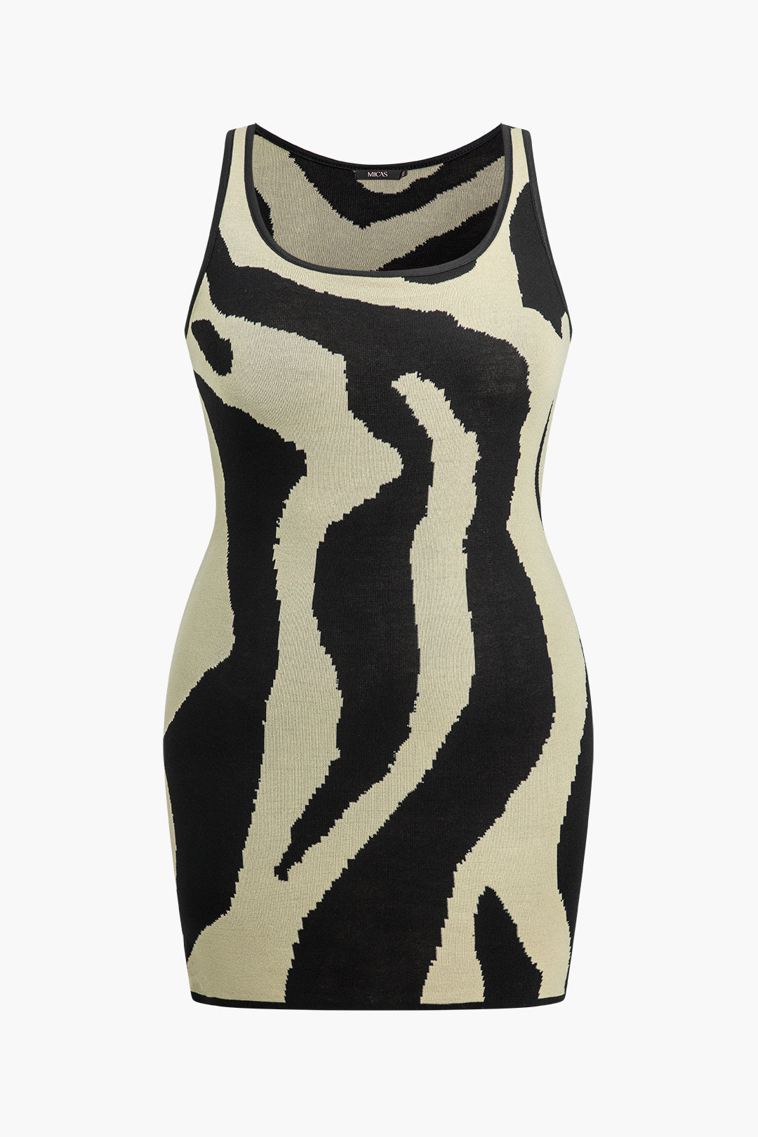 Plus Size Zebra Print Sleeveless Knit Mini Dress