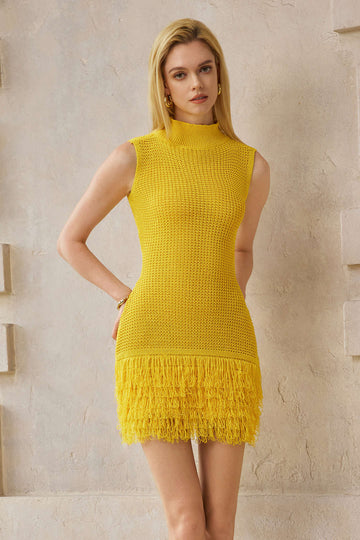 Knit Fringe Sleeveless Dress