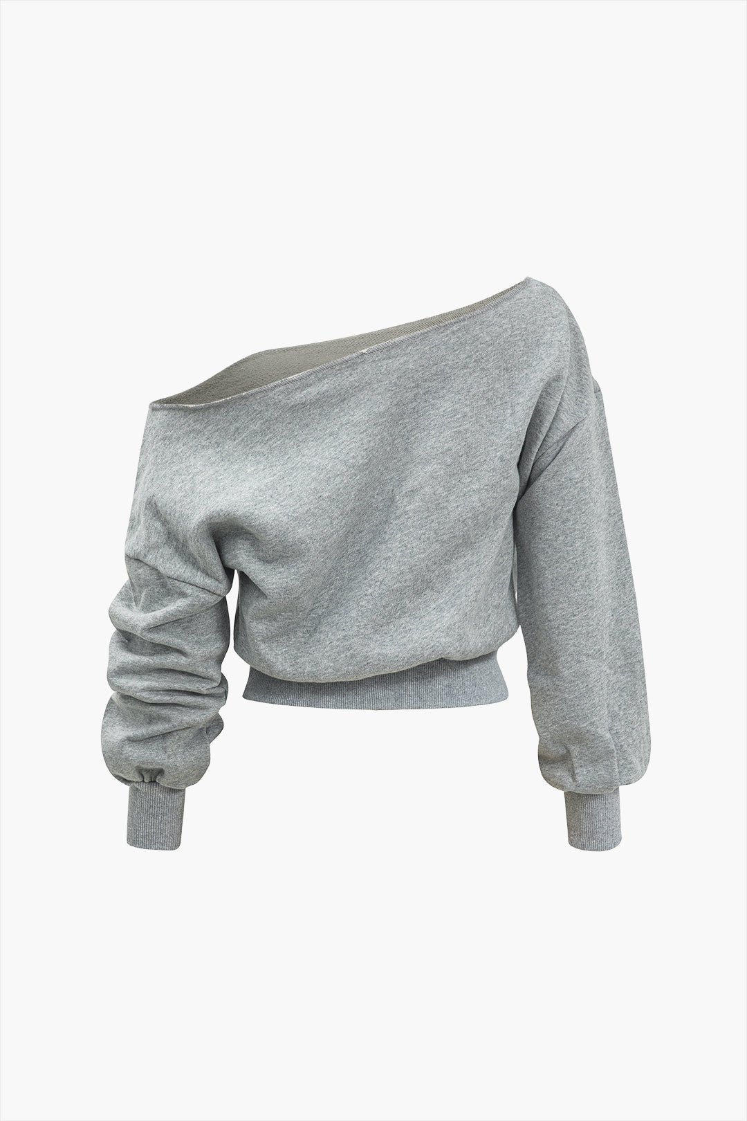 Solid asymmetrisch ruches sweatshirt