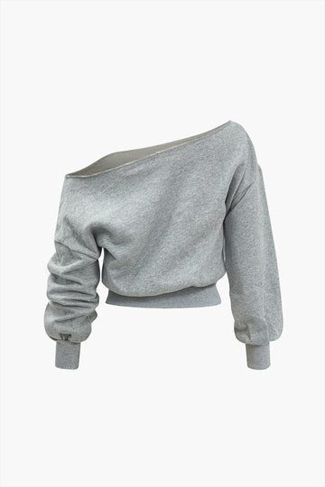 Solid Asymmetrical Ruched Sweatshirt