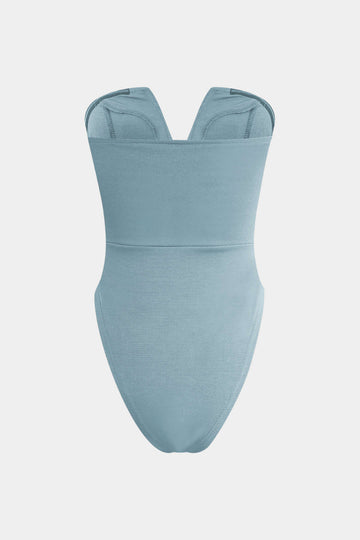 Bodysuit mingħajr strapless b'għonq V bażiku