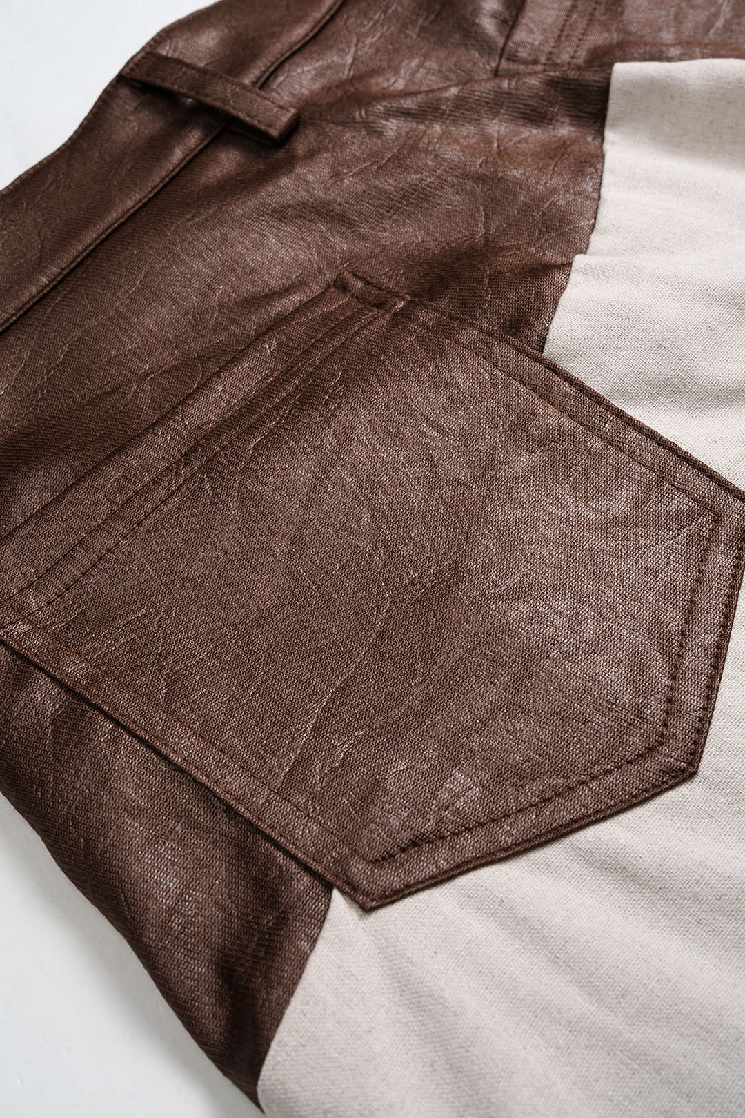 Faux Leather Ruched Patchwork Barrel Trousers