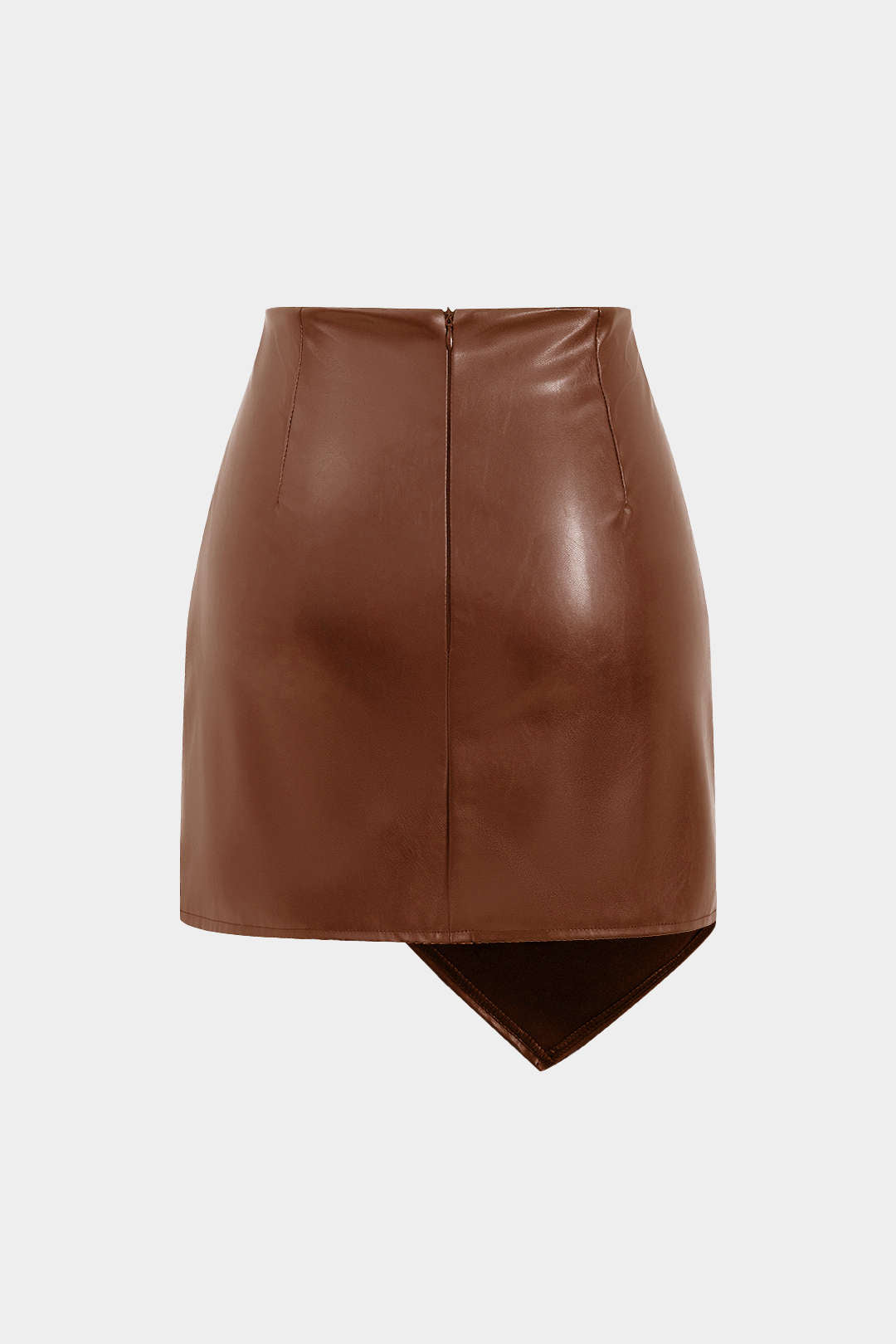 Asymmetrical Faux Leather Ruched Skirt