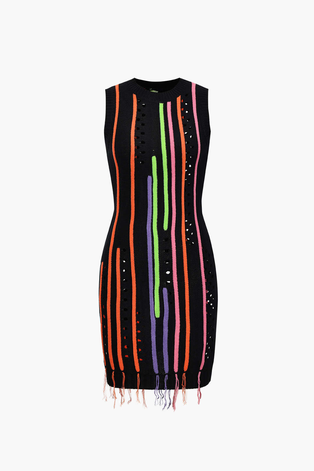 Multicolored Stripe Sleeveless Knit Dress