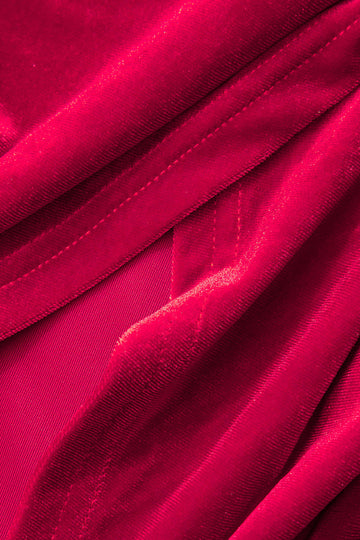 Velvet Asymmetric Wrap Ruched Slit Cami Mini Dress