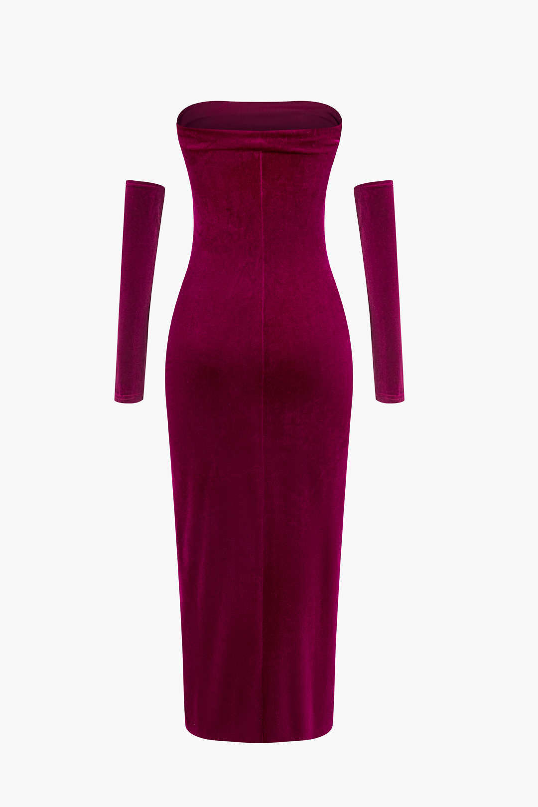 Velvet Strapless Maxi Dress With Gloves