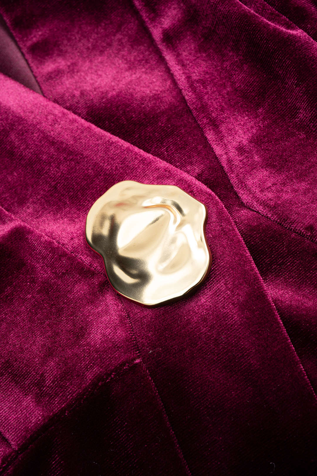 Metallic Button Zipper Shoulder Pads Long-Sleeve Top And Skirt Set