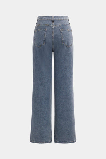 Denim Cut Out Straight Leg Jeans