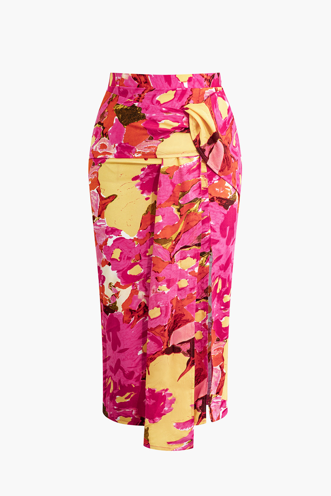 Floral Print Split Skirt