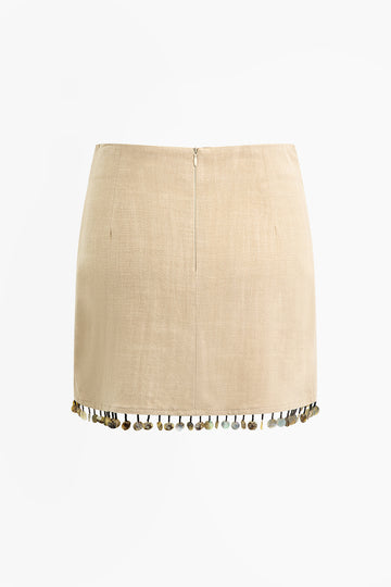 Linen Disc Tassel Skirt