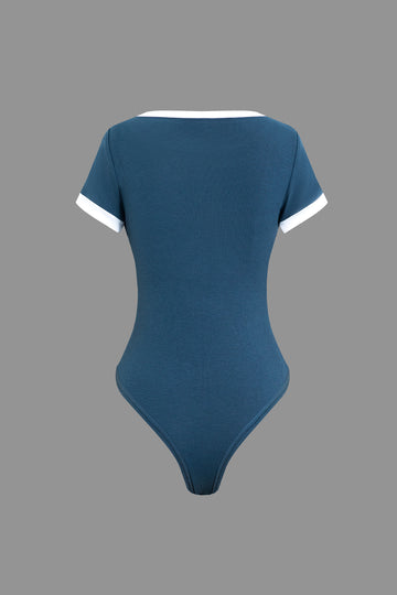 Contrast Trim Short Sleeve Bodysuit