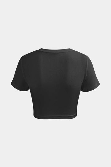 Grundlegender Twist Hem Crop T-Shirt