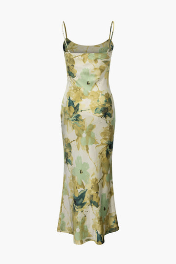 Floral Print Fitted Maxi Slip Dress