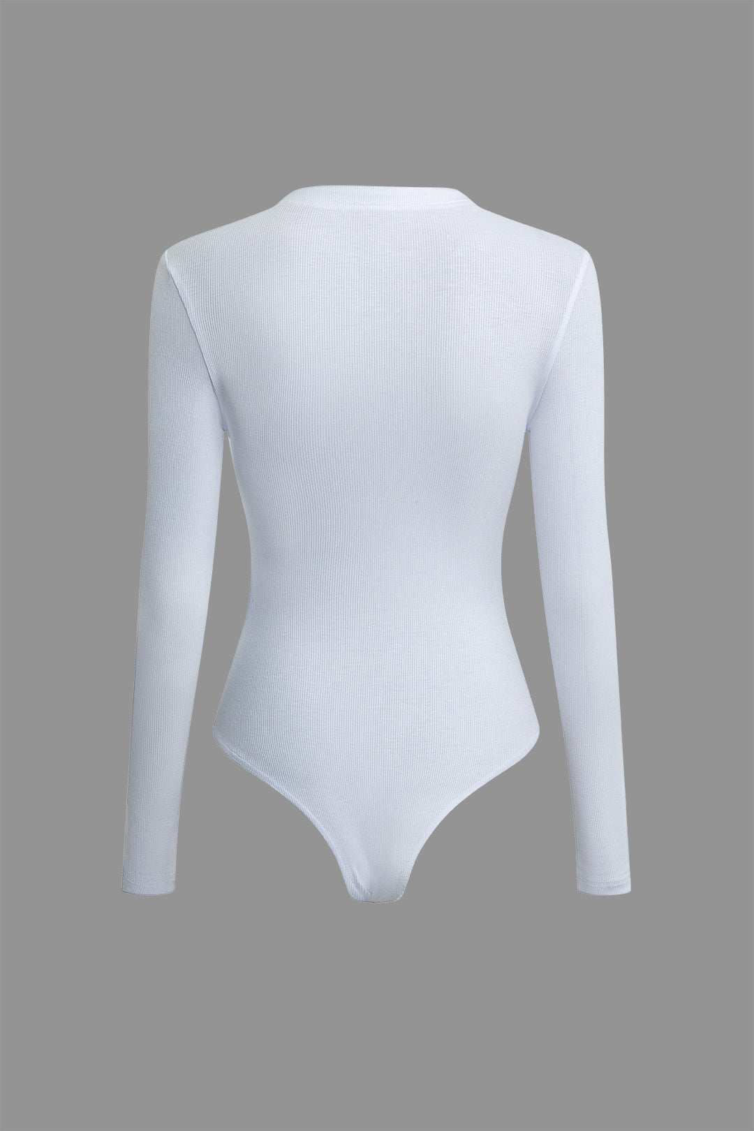 Basic Zip-Front Long Sleeve Ribbed Sports Bodysuit