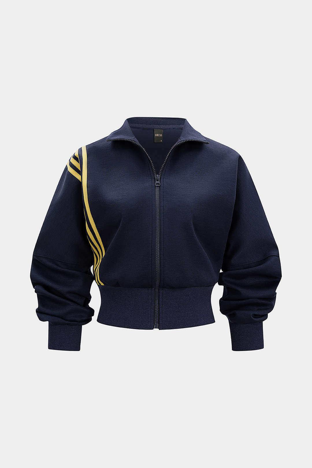 Contrast Stripes Zipper Cropped Jacket