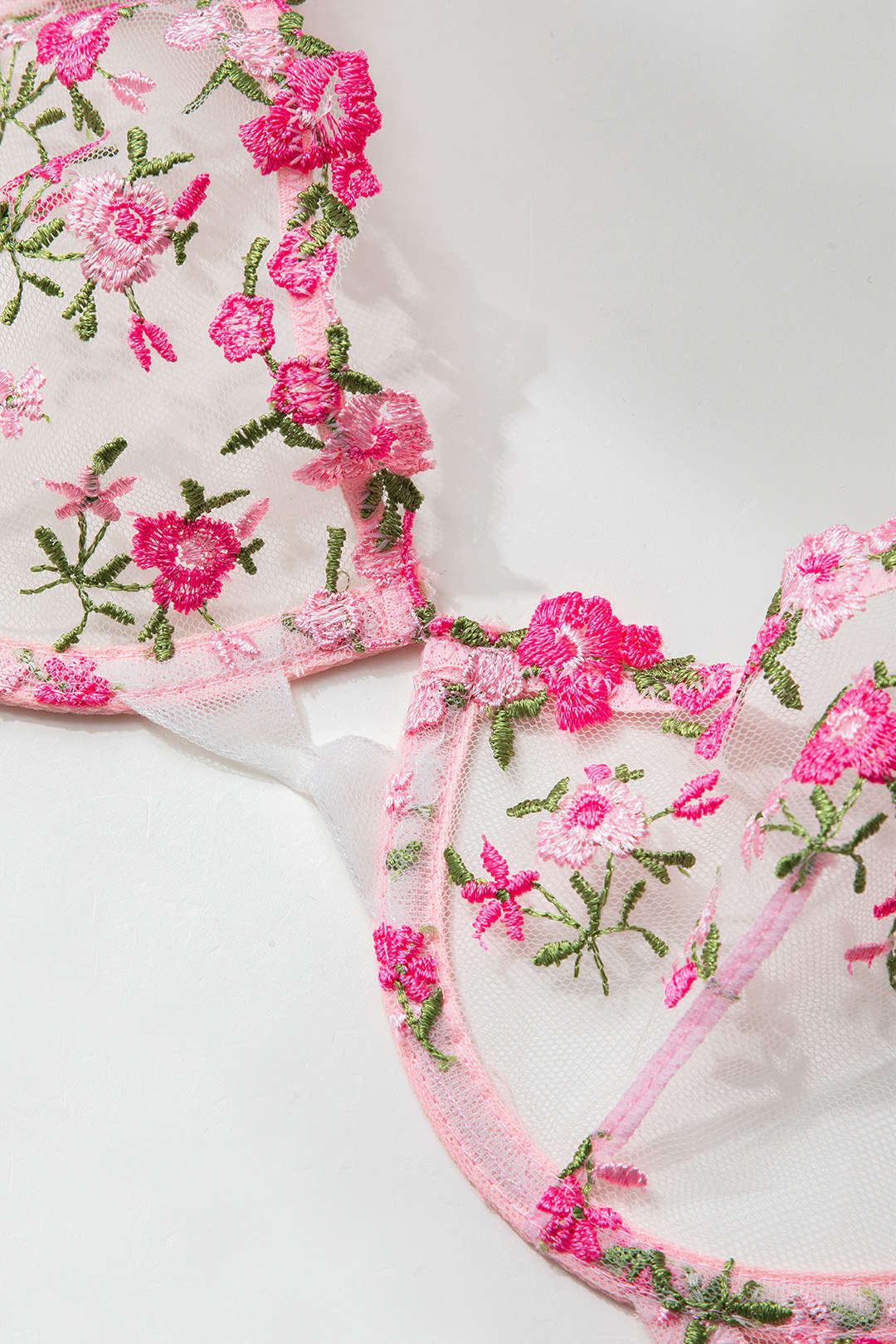 Flower Embroidery Bra Top And Panties Set