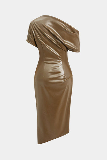 Asymétrique épaule fausse robe corporelle