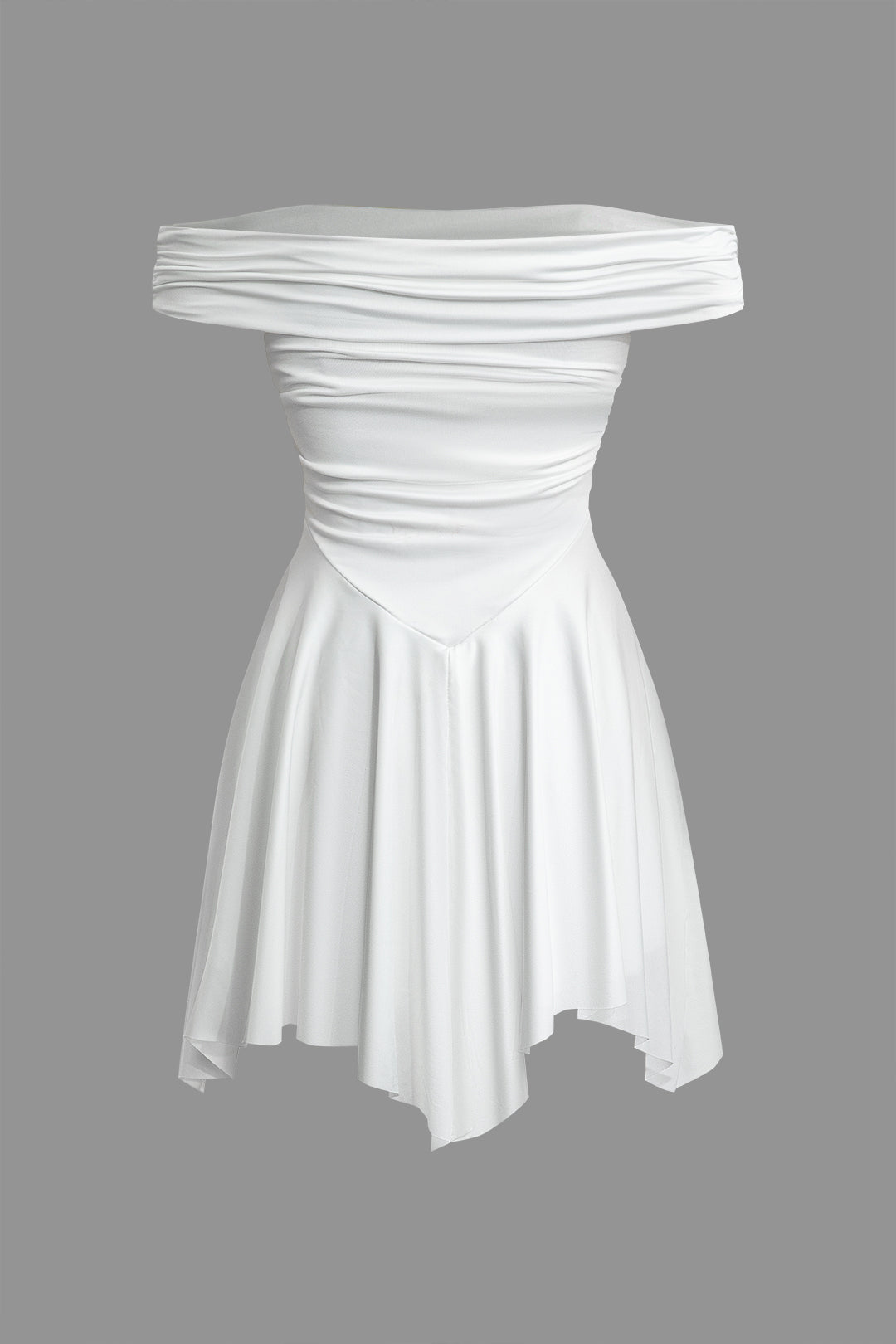 Off Shoulder Asymmetrical Hem Mini Dress