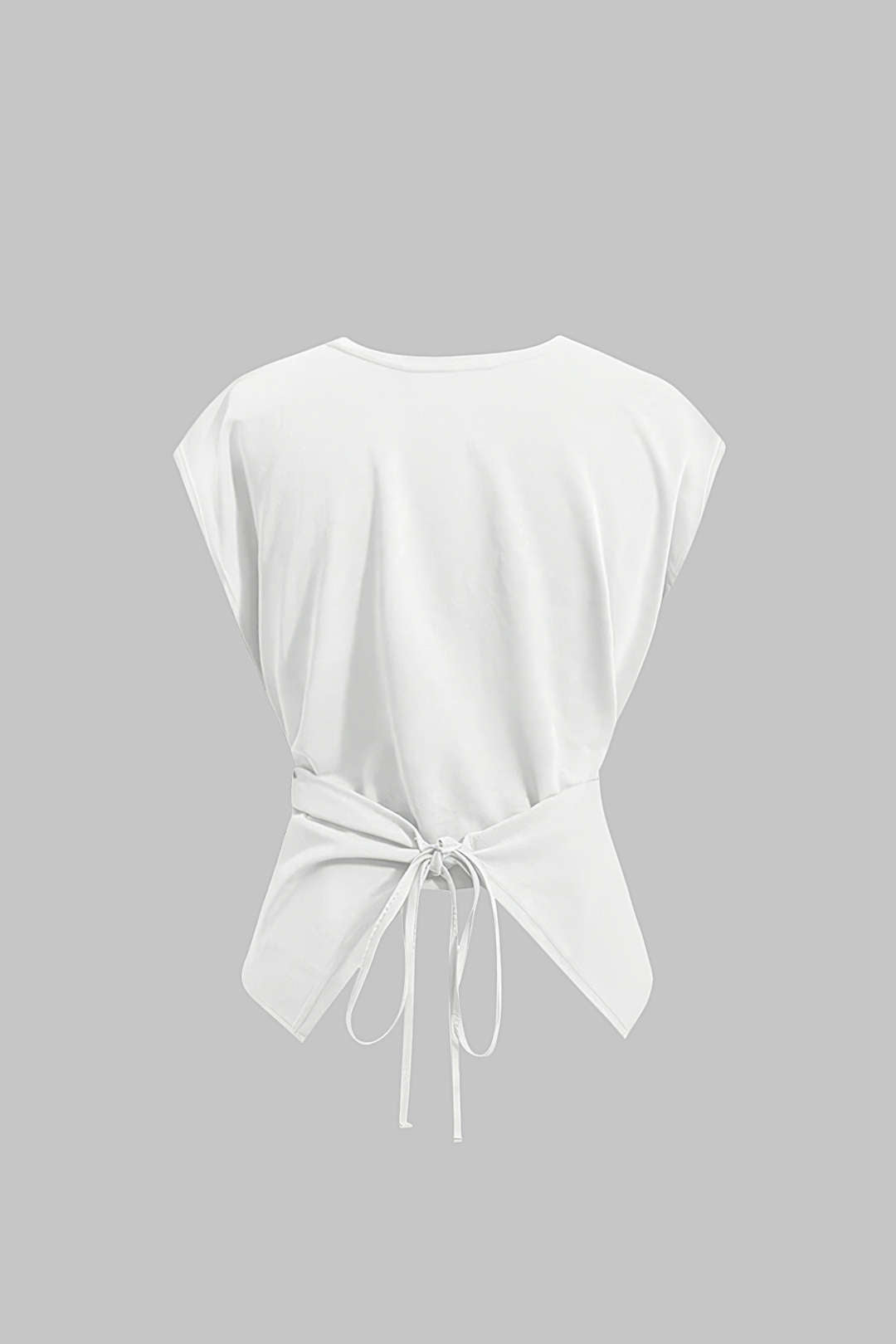 Solid Ruched Tie-Up Crossed T-Shirt