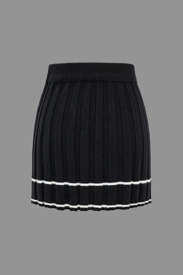 Color Block Print Knit Skirt