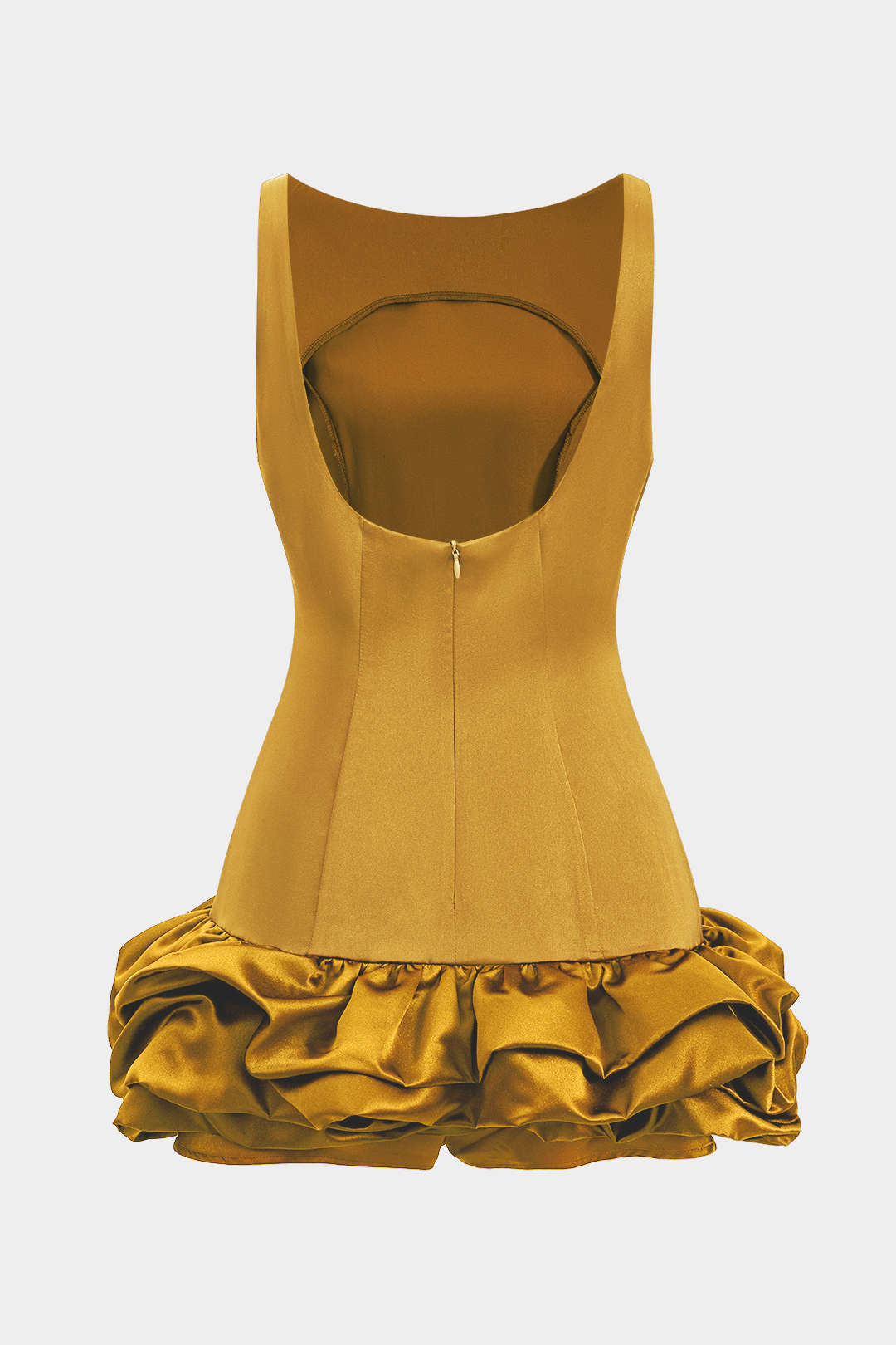 Satin Ruffle Hem Sleeveless Mini Dress