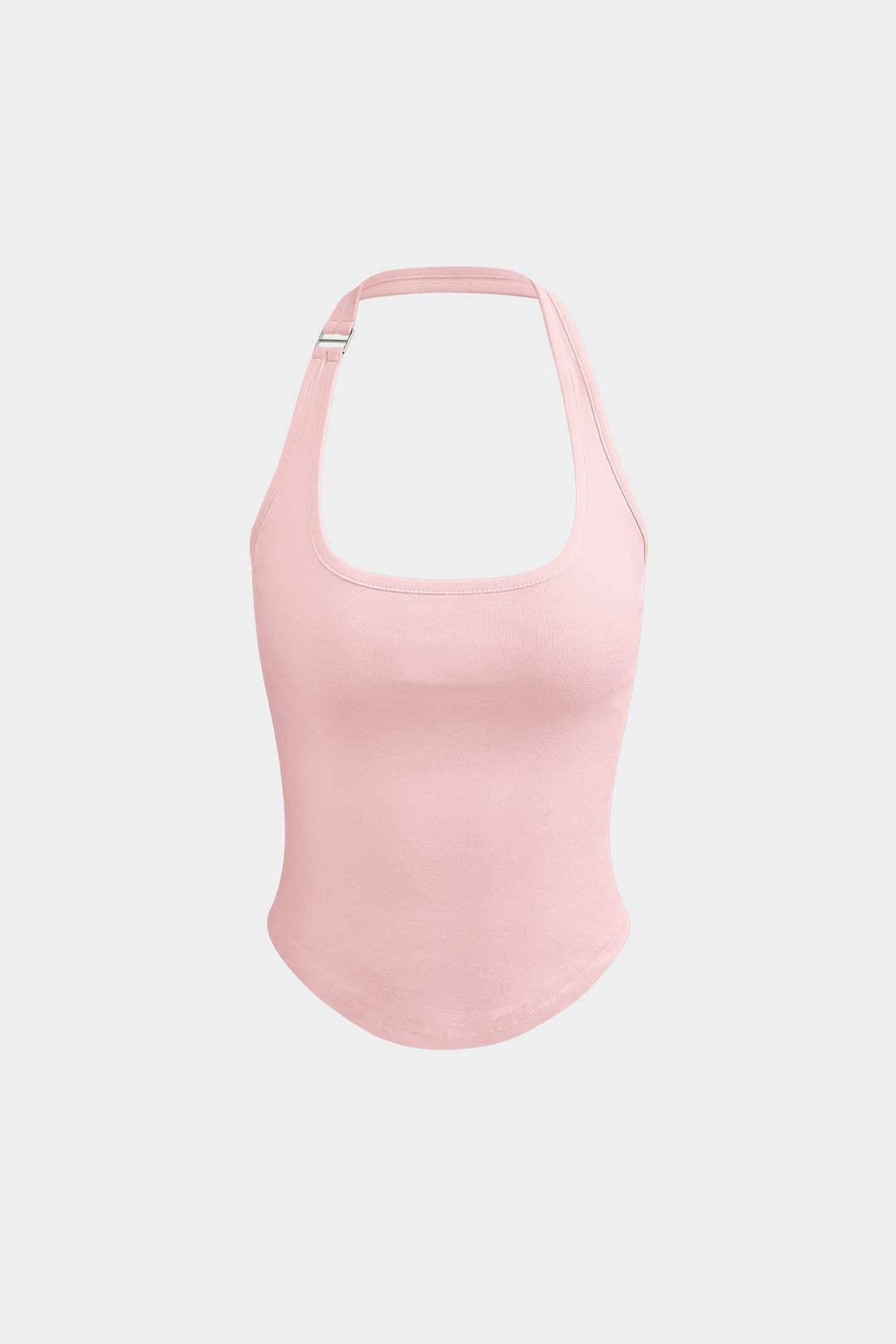 Bażiku Solid Halter Curved Hem Tank Top