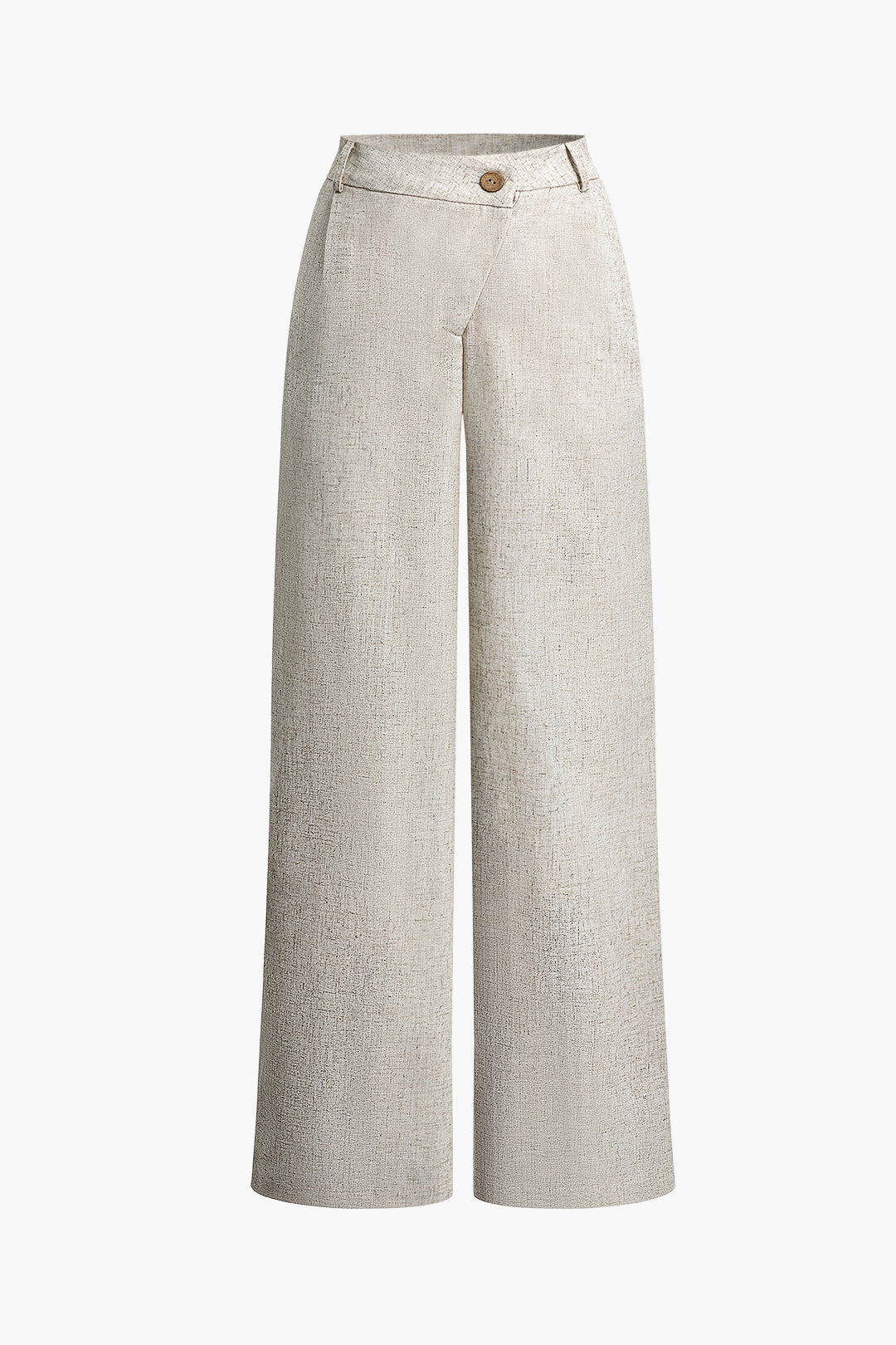 Linen Asymmetrical Zipper Straight Leg Pants