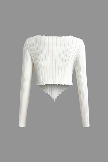 Ribbed Knit Long-Sleeve Top