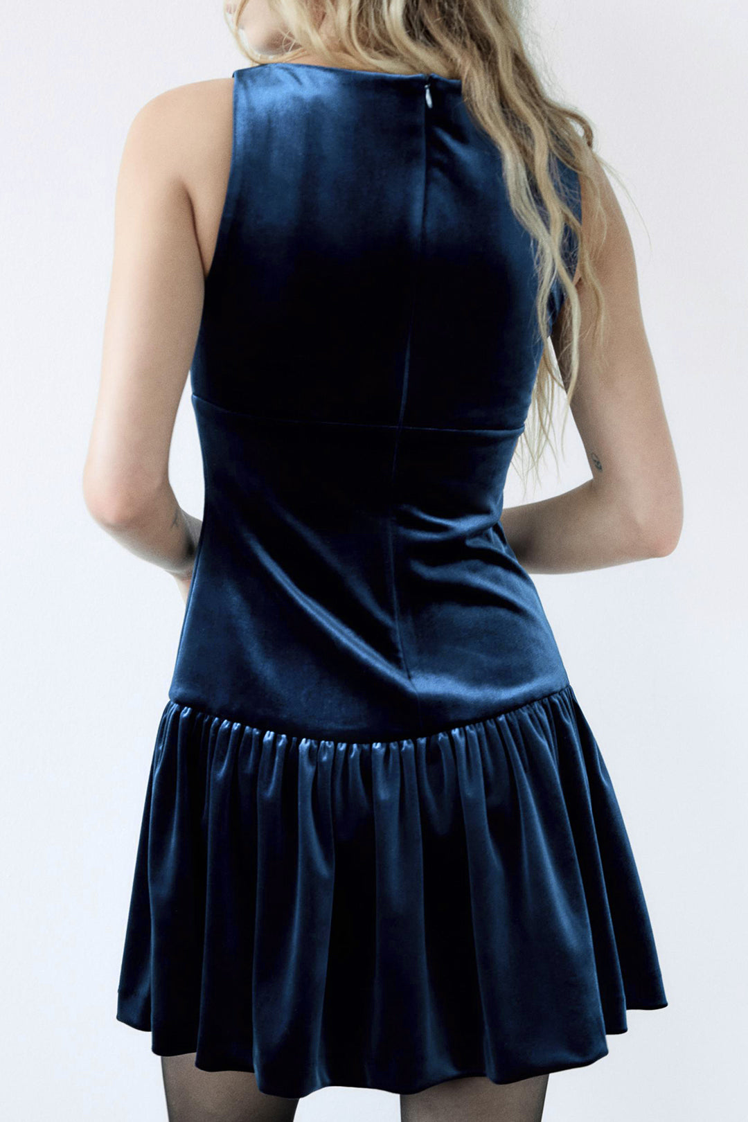 Velvet Sleeveless Mini Dress With Bow Detail