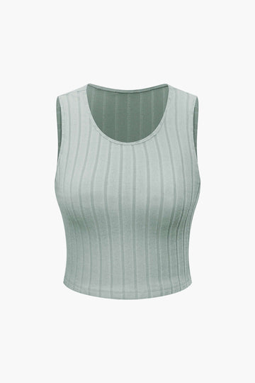 Basic solid strik tanktop og bukser med høj talje