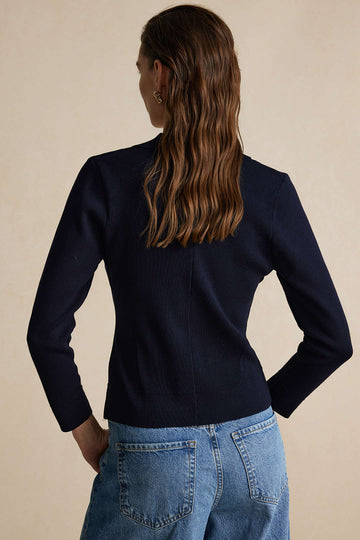 Sweater Button V-Neck Long-Sleeve Top