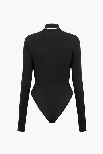 Ruched Long Sleeve Bodysuit With Choker