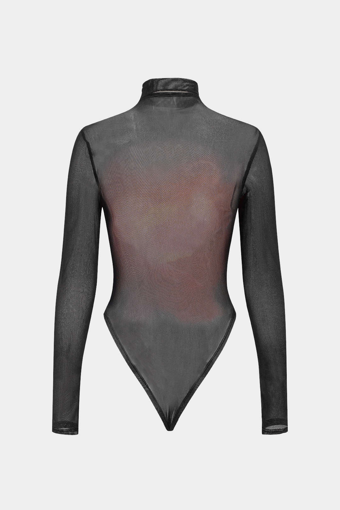 Ombre-print mesh bodysuit met lange mouwen