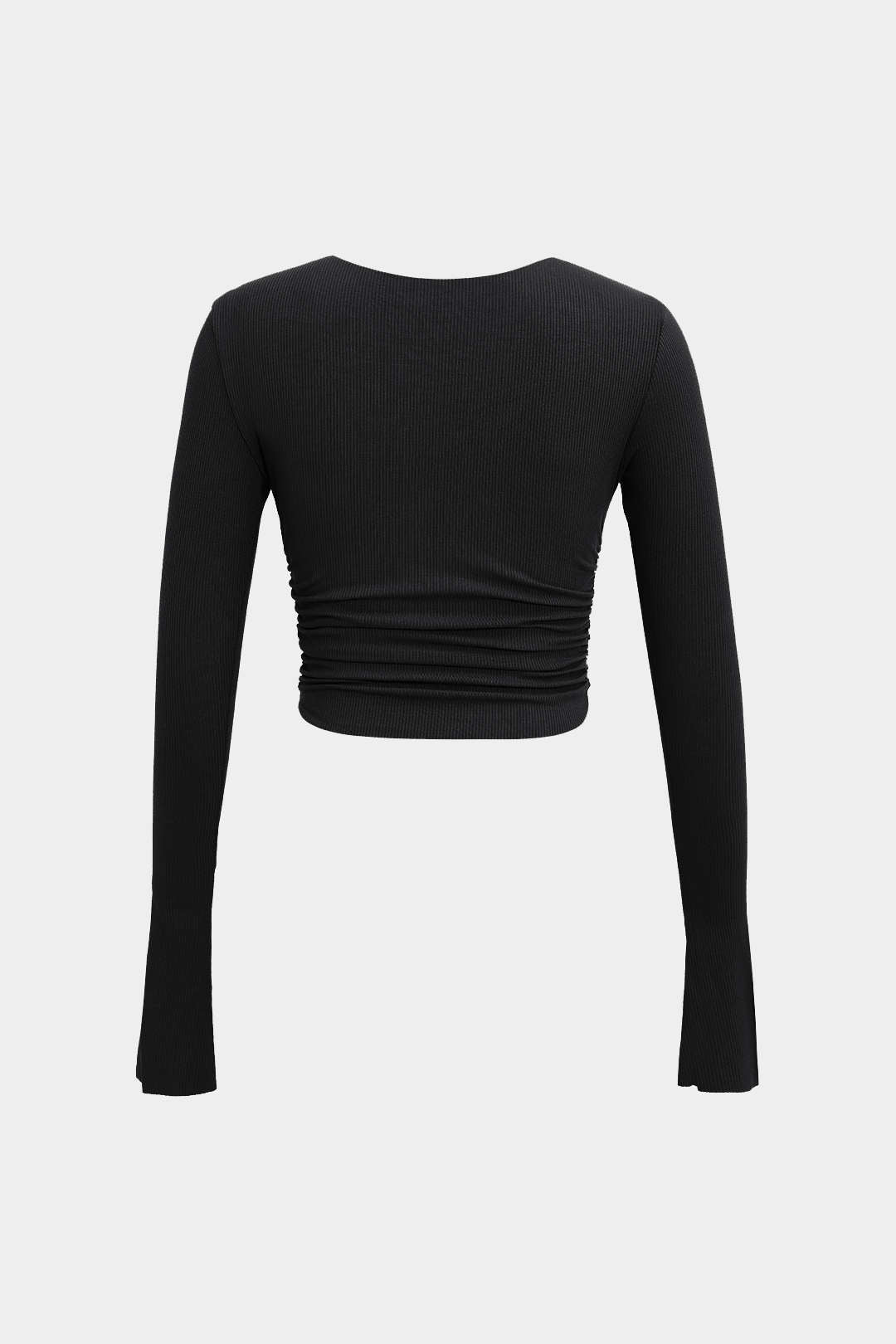 Ruched V-neck Slit Sleeve Top