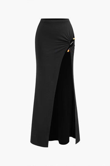 Cutout Bodysuit And High-Slit Skirt Set