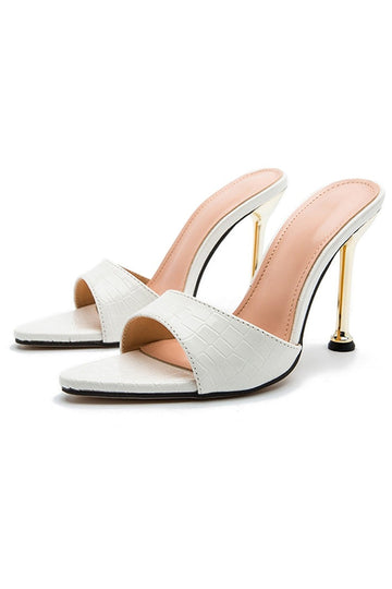 Open Pointed Toe Ankle-strapless High-heeled Sandals