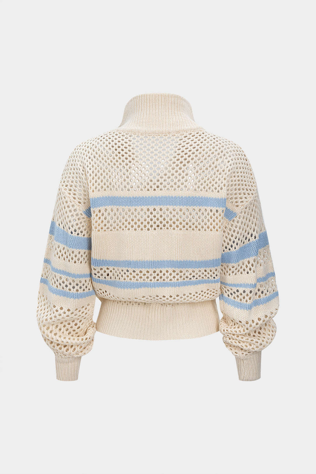 Knit Contrast Cut Out Zipper Cardigan