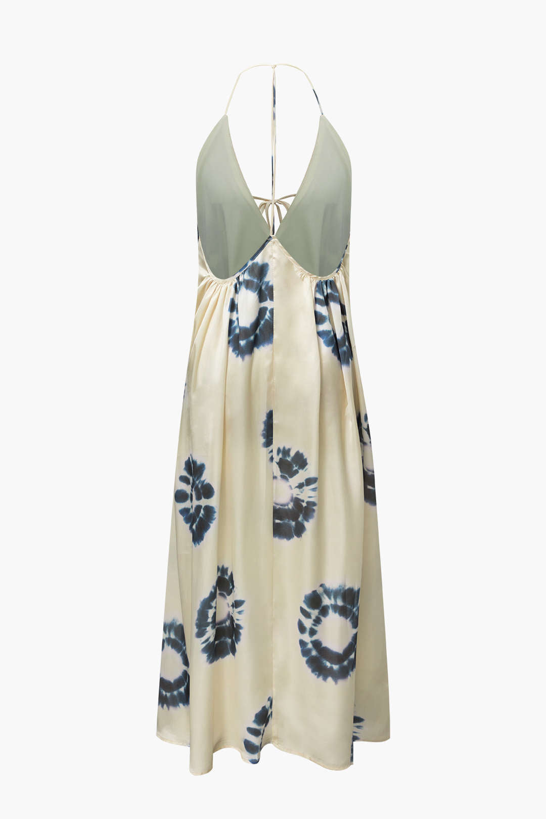 Printed Halter Tie Backless Maxi Dress
