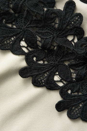 Asymmetric Lace Panel Midi Dress