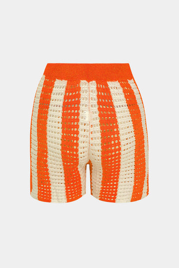 Stripe Knit Hollow Out Shorts Sæt