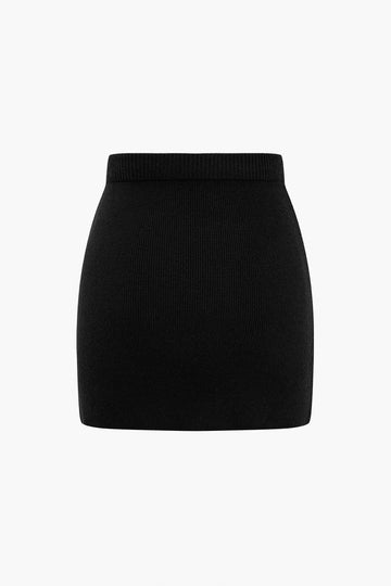 Basic Solid Knit Mini Skirt