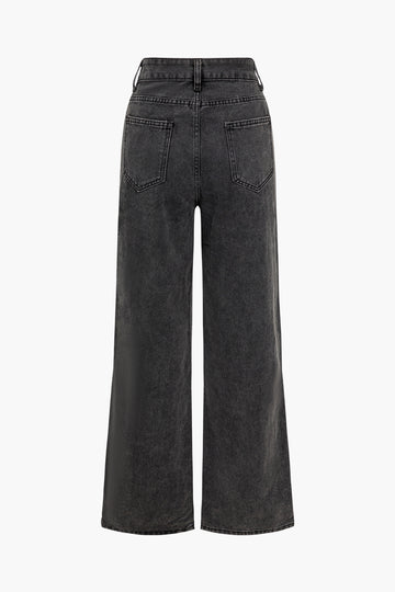 Zipper Side Wide Leg Jeans