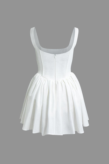 Pleated Sleeveless Zipper Mini Dress